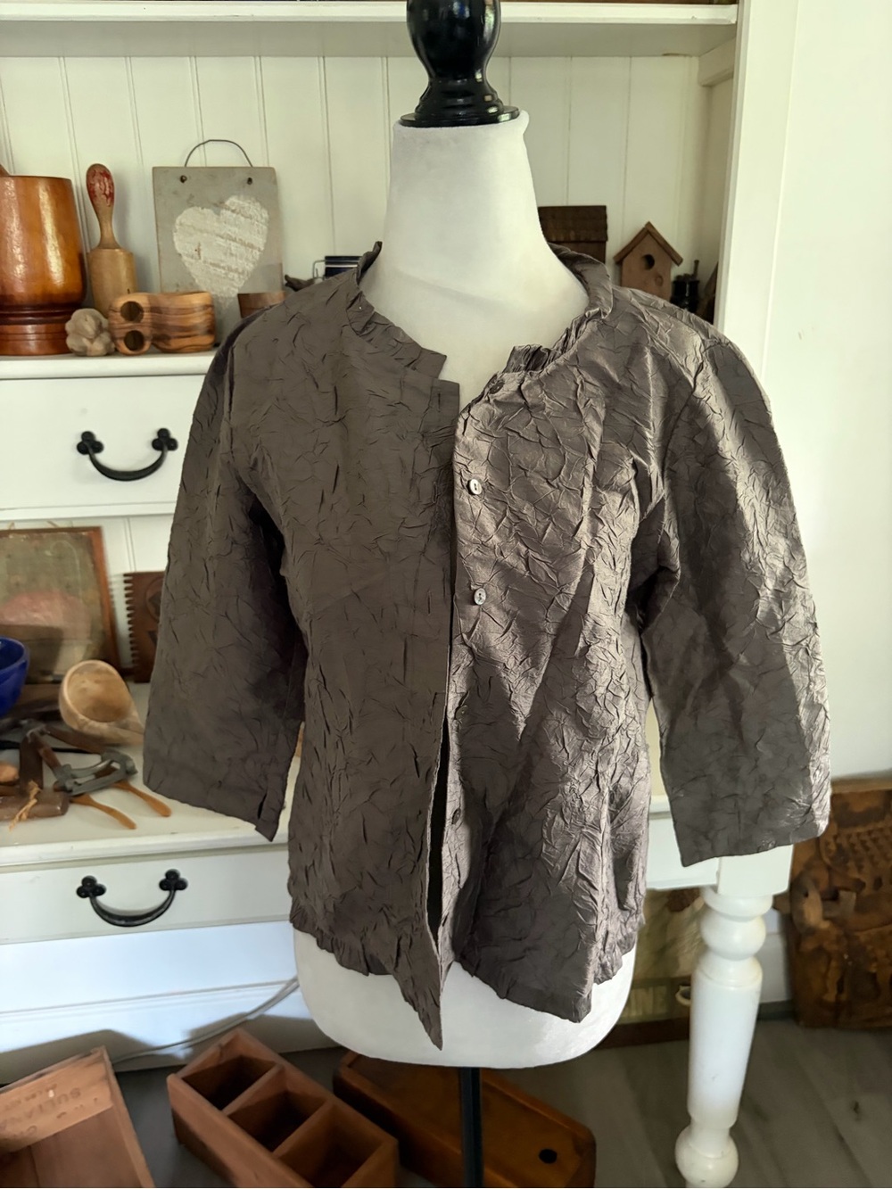 Eileen Fisher Textured Gray Women's Blouse